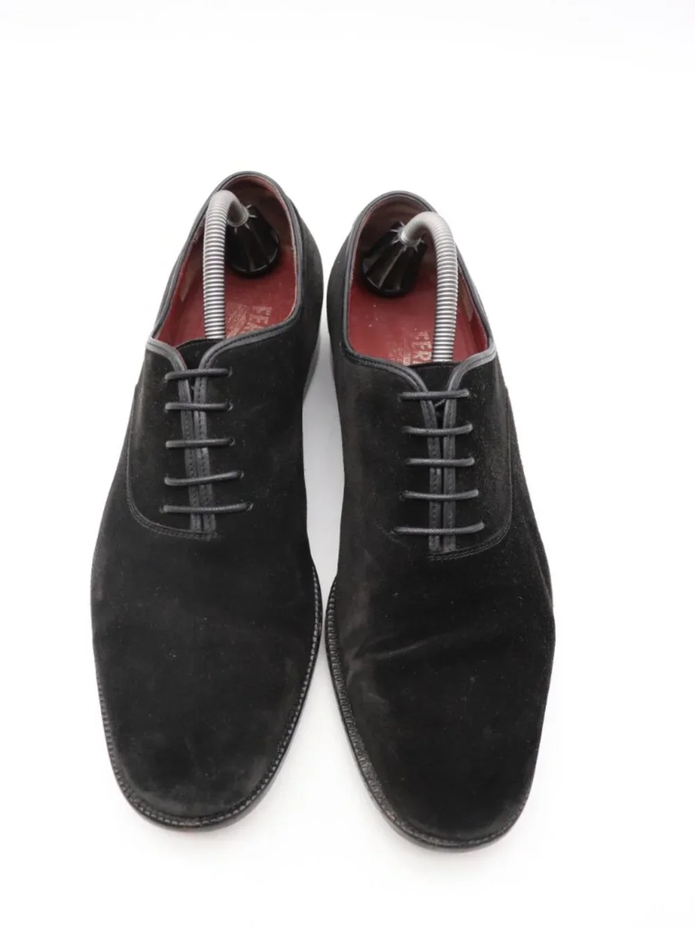 Salvatore Ferragamo Black Suede Men's Size 10 EE Oxford Dress Plain Toe Shoes